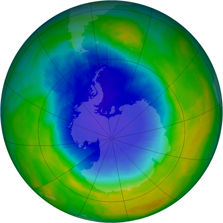 Antarctic ozone map for 05 November 1990